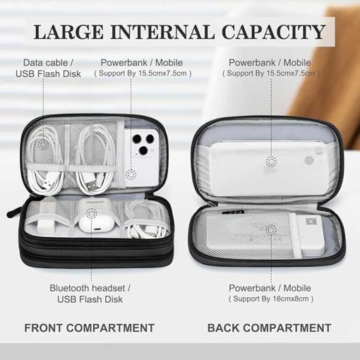 FYY Travel Cable Organizer Pouch Black Electronic Accessories Carry Case Portable Waterproof 3