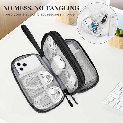 FYY Travel Cable Organizer Pouch Black Electronic Accessories Carry Case Portable Waterproof 5