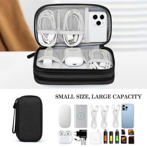 FYY Travel Cable Organizer Pouch Black Electronic Accessories Carry Case Portable Waterproof 6