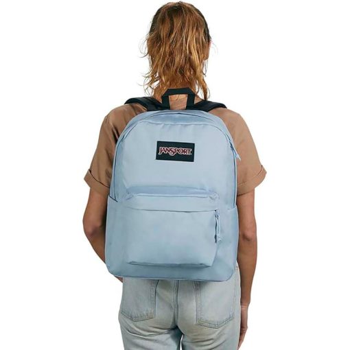 On the shoulder JanSport Superbreak Backpack Blue Dusk