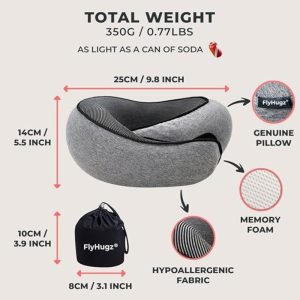 Neck Travel Pillow FlyHugz® Gray | Compact for Travel, Car Rides, and Home Use 2 - 300