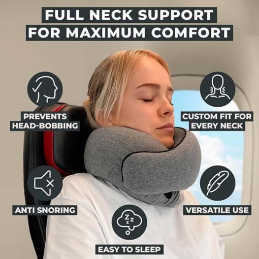 Neck Travel Pillow FlyHugz® Gray | Compact for Travel, Car Rides, and Home Use 4