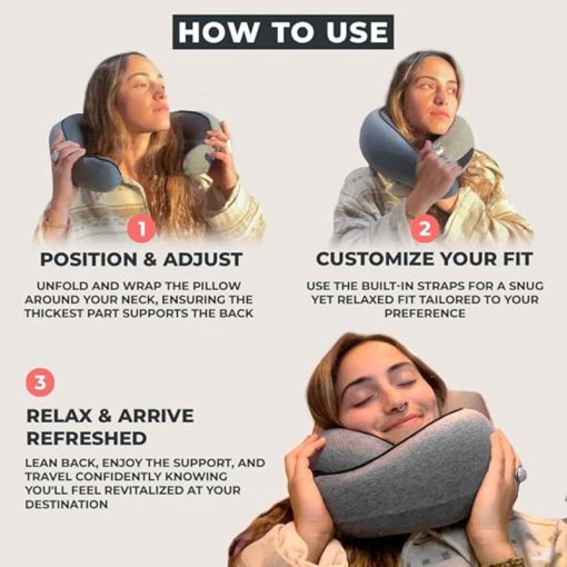 Neck Travel Pillow FlyHugz® Gray | Compact for Travel, Car Rides, and Home Use 6