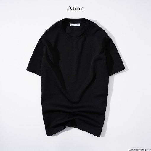 Áo Phông Nam Trơn Cổ Tròn ATINO Form Fitted AP8.2015 màu đen
