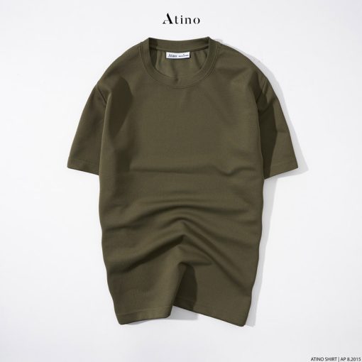 Áo Phông Nam Trơn Cổ Tròn ATINO Form Fitted AP8.2015 màu rêu