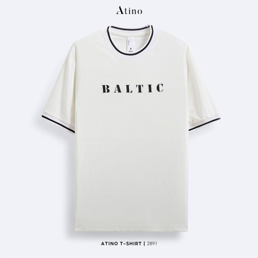 Áo Thun Nam Trơn Cổ Tròn Ngắn Tay ATINO In BALTIC L.2.2891 màu trắng