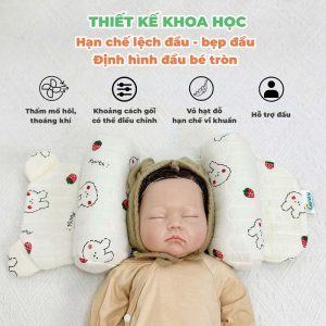 Gối Chặn Định Hình Đầu Cho Bé Sơ Sinh BAFABY Vỏ Đỗ Hạn Chế Vi Khuẩn 2