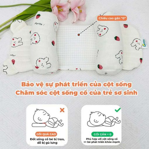 Gối Chặn Định Hình Đầu Cho Bé Sơ Sinh BAFABY Vỏ Đỗ Hạn Chế Vi Khuẩn 3