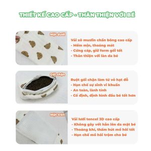 Gối Chặn Định Hình Đầu Cho Bé Sơ Sinh BAFABY Vỏ Đỗ Hạn Chế Vi Khuẩn 5 - 300