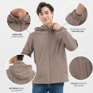 Áo khoác gió nam YODY 3C Pro cao cấp khoác nhẹ chống thấm nước, cản gió chống bụi AKM6017 màu nâu - 300