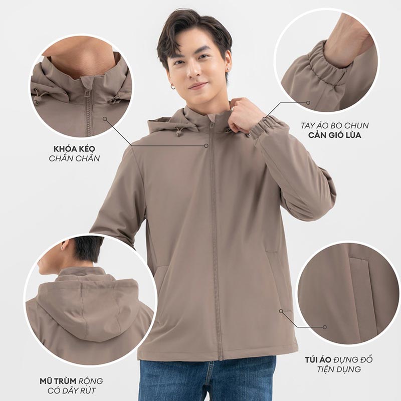 Áo khoác gió nam YODY 3C Pro cao cấp khoác nhẹ chống thấm nước, cản gió chống bụi AKM6017 màu nâu Áo khoác gió nam YODY 3C Pro cao cấp khoác nhẹ chống thấm nước, cản gió chống bụi AKM6017 màu nâu