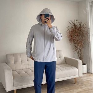 Áo khoác gió nam YODY thông minh trượt nước cản bụi AKM5041 màu xám - 300