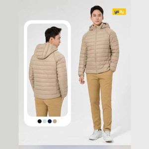 Áo phao nam YODY phối nỉ 4S pro Siêu ấm Siêu nhẹ - PHM7005 màu be - 300