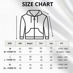Bảng Size Áo Khoác Hoodie Zip Kappa Dệt Tay Thêu Ngực Nỉ Chân Cua Dày Dặn Full Tem Tag Mạc - 300