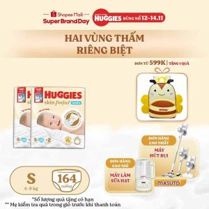 Combo 2 Tã/bỉm dán sơ sinh Huggies Skin Perfect S 80+2 miếng