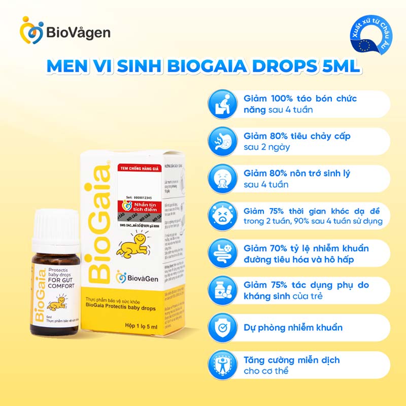 Men vi sinh BioGaia ProTectis Drops 5ml cải thiện hệ tiêu hóa xuất xứ Thụy Điển Men vi sinh BioGaia ProTectis Drops 5ml cải thiện hệ tiêu hóa xuất xứ Thụy Điển