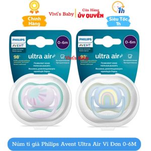 Núm ti giả Philips Avent ty ngậm Avent Ultra Air 0-6M Vỉ Đơn Có Chỉnh Nha