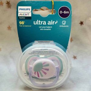 Núm ti giả Philips Avent ty ngậm Avent Ultra Air 0-6M Vỉ Đơn Có Chỉnh Nha hình mặt trời - 300