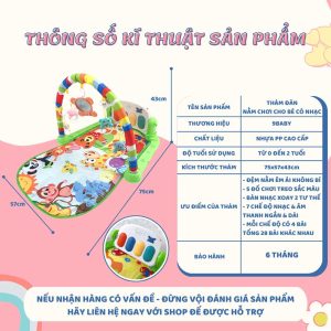 Thảm đàn 9BABY Piano nằm chơi nhạc hình thú ngộ nghĩnh cho bé 3 - 300
