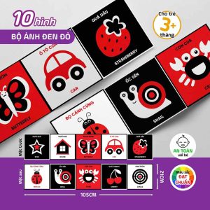 Thẻ Kích Thích Thị Giác Cho Bé Từ 0-6 Tuổi - Hỗ Trợ Nhận Biết Màu Sắc đen đỏ - 300