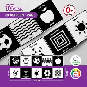 Thẻ Kích Thích Thị Giác Cho Bé Từ 0-6 Tuổi - Hỗ Trợ Nhận Biết Màu Sắc đen trắng - 300