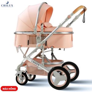 Xe đẩy nôi đa năng Chilux V1.6 - 9 tính năng tiện dụng - Dễ dàng gấp gọn màu hồng - 300