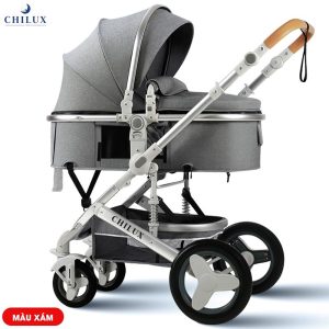 Xe đẩy nôi đa năng Chilux V1.6 - 9 tính năng tiện dụng - Dễ dàng gấp gọn màu xám - 300