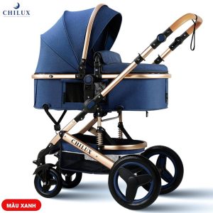 Xe đẩy nôi đa năng Chilux V1.6 - 9 tính năng tiện dụng - Dễ dàng gấp gọn màu xanh - 300