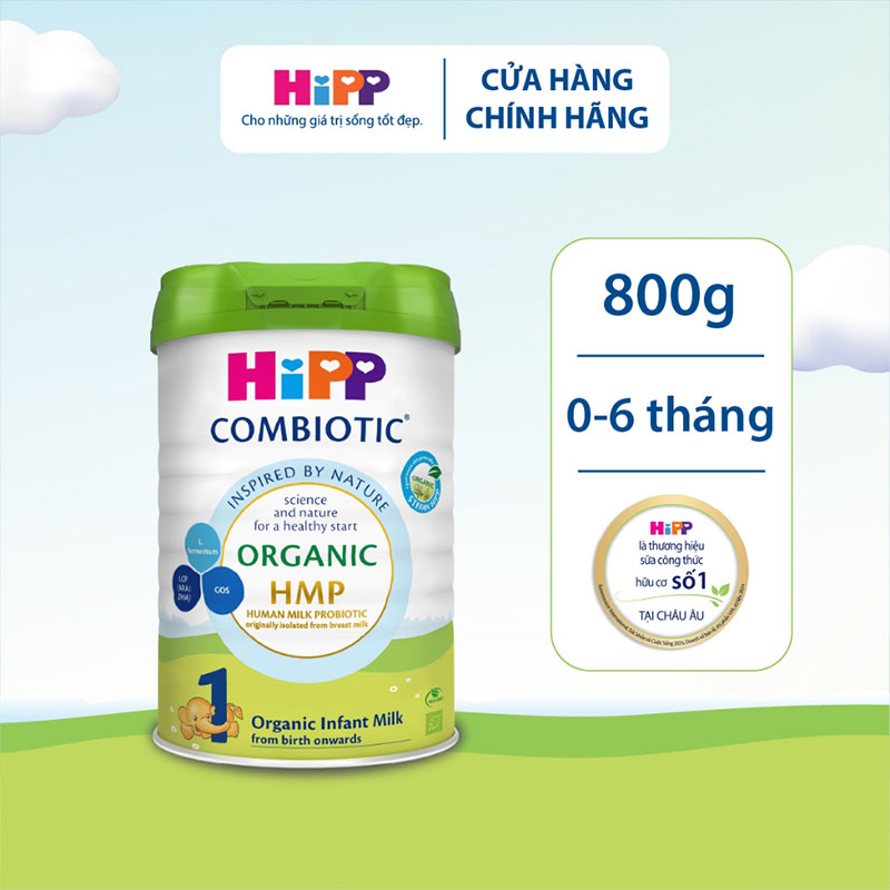 Sữa bột công thức HiPP 1 Organic Combiotic 800g bổ sung DHA trực tiếp. Sữa bột công thức HiPP 1 Organic Combiotic 800g bổ sung DHA trực tiếp.