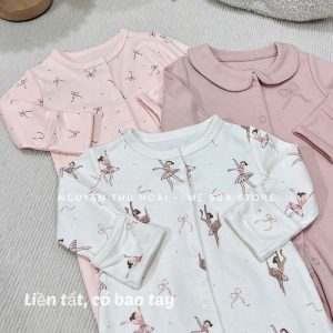 Set 3 sleepsuit cotton MAMAPAPA cho bé trai, bé gái (có bao tay) loại ko tất ko có bao tay 6 - 300