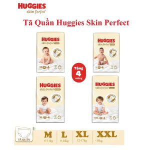Tã Bỉm Quần Sơ Sinh Huggies Skin Perfect S46+6/M98+4/L88+4/XL72+4/XXL64+4 Miếng Cho Bé 4-8kg